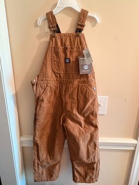 Kids' Durable Brown Canvas Overalls with Adjustable Straps